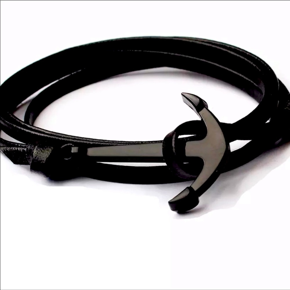 Leather Black Arrow Bracelet
